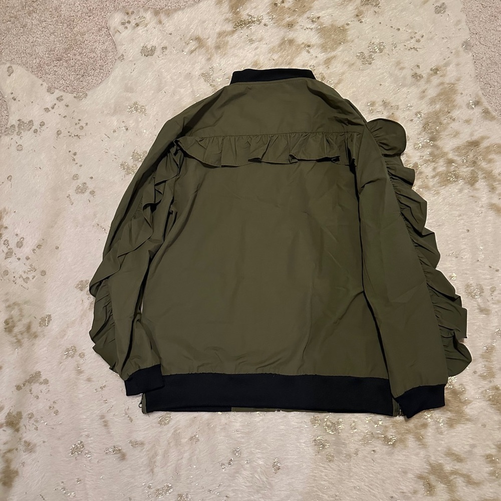 Gianni Bini Bomber Jacket w/ Ruffle Detail